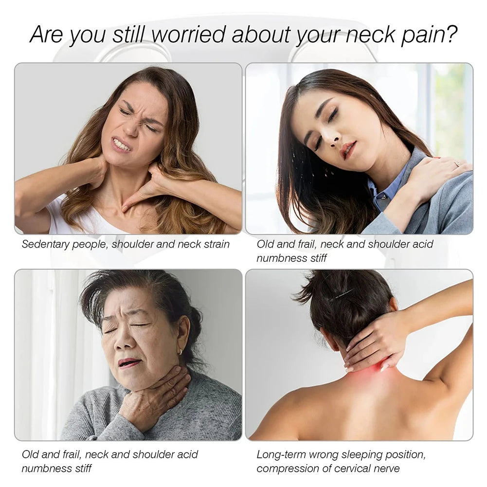 4 Head Neck Massage Machine USB Rechargeable Spine Protection Massager 6 Modes Hot Pressing Massage Machine for Home Office