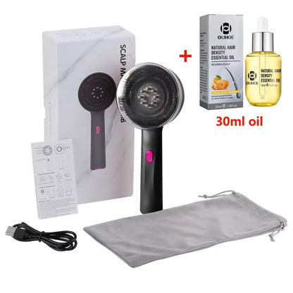 Caia™ 3 Modes Electric Vibration Massage Comb Red Light Hair Growth Massage Scalp Brush Oil Liquid Applicator Head Massager Anti Loss
