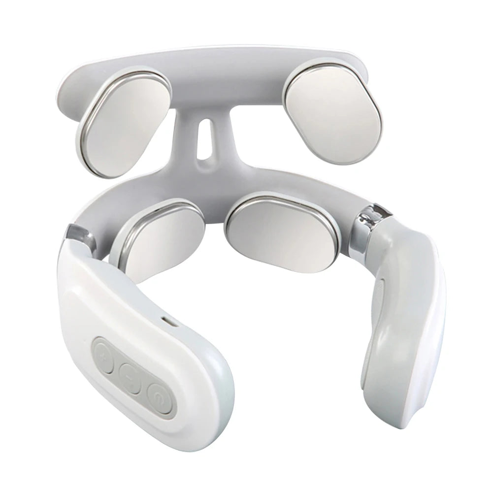 4 Head Neck Massage Machine USB Rechargeable Spine Protection Massager 6 Modes Hot Pressing Massage Machine for Home Office