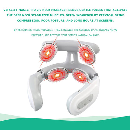 4 Head Neck Massage Machine USB Rechargeable Spine Protection Massager 6 Modes Hot Pressing Massage Machine for Home Office