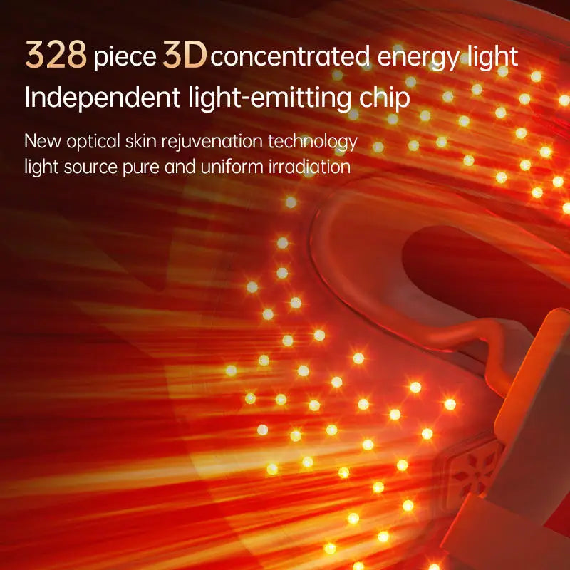 Caia™ Red Light Therapy LED Facial Mask Silicone Red Light Photon Skin Rejuvenation Wrinkle Removal Anti Acne Shrink Pores